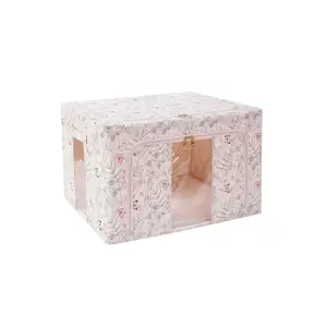 Cutie depozitare pliabila Bej cu fluturasi, 66L