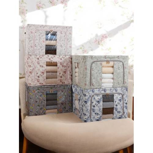 Cutie depozitare pliabila Roz model Bambus, 66L