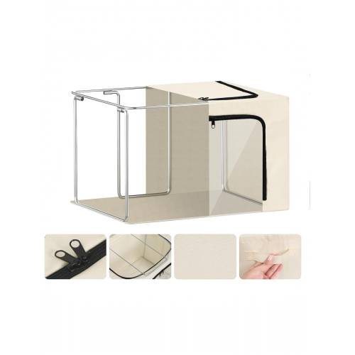 Cutie depozitare pliabila 38L Bej, 3 ferestre