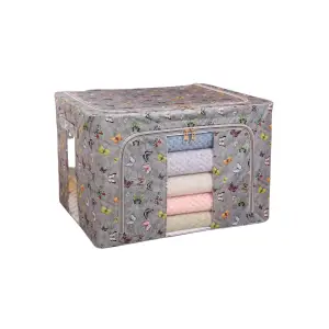 Cutie depozitare pliabila 66L Gri inchis, model fluturasi