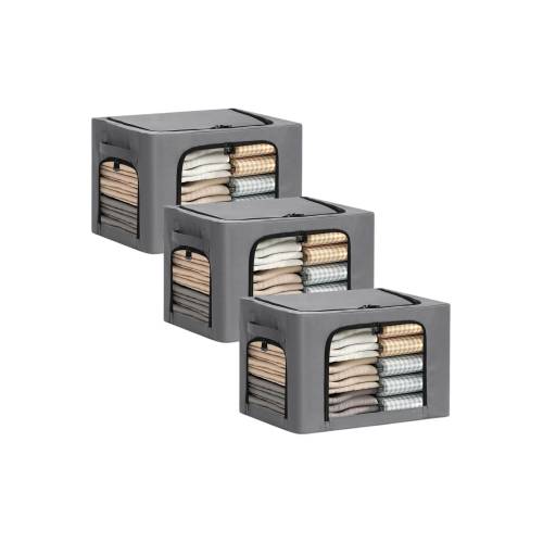 Cutie depozitare pliabila 38L Gri inchis, 3 ferestre Cutie depozitare pliabila 38L Gri inchis, 3 ferestre