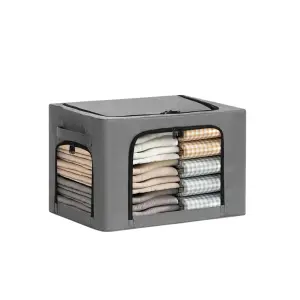 Cutie depozitare pliabila 38L Gri inchis, 3 ferestre