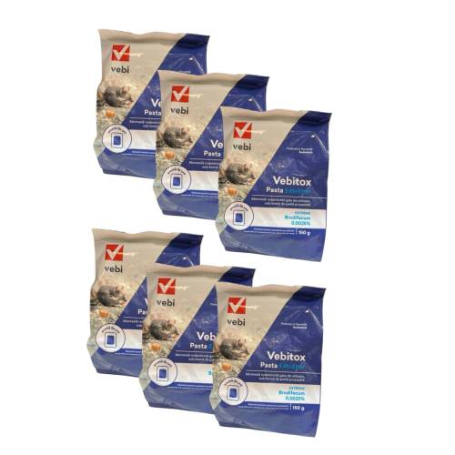 Set 6x Pasta, raticid pentru soareci Vebitox Extreme 150g Set 6x Pasta, raticid pentru soareci Vebitox Extreme 150g