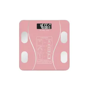 Cantar electronic de baie cu aplicatie smart, Roz, 26x26cm