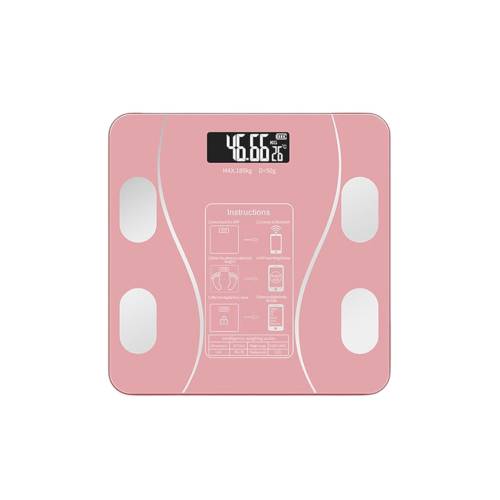 Cantar electronic de baie cu aplicatie smart, Roz, 26x26cm