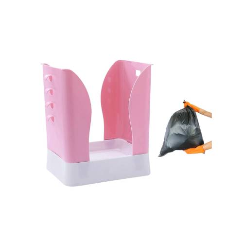 Cos de gunoi extensibil 21x25x17cm, Alb / Roz