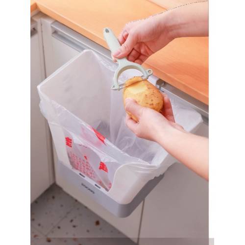 Cos de gunoi extensibil 21x25x17cm, Alb / Gri