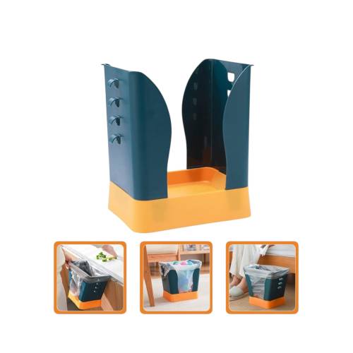 Cos de gunoi extensibil 21x25x17cm, Albastru/ Galben