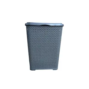 Cos pentru rufe perlat cu capac 45L Gri 