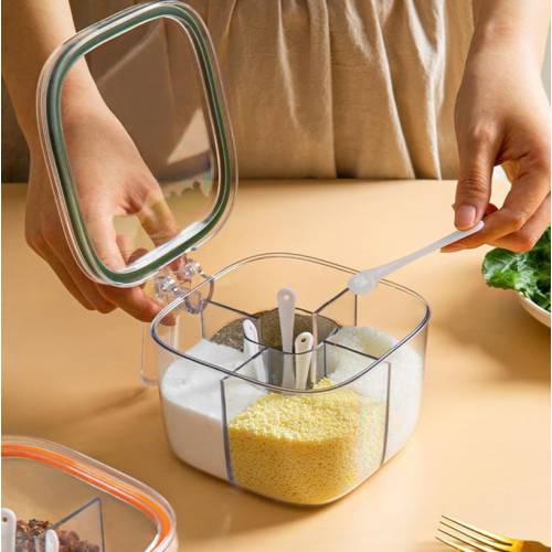 Cutie alimente plastic 5 compartimente Alb-verde