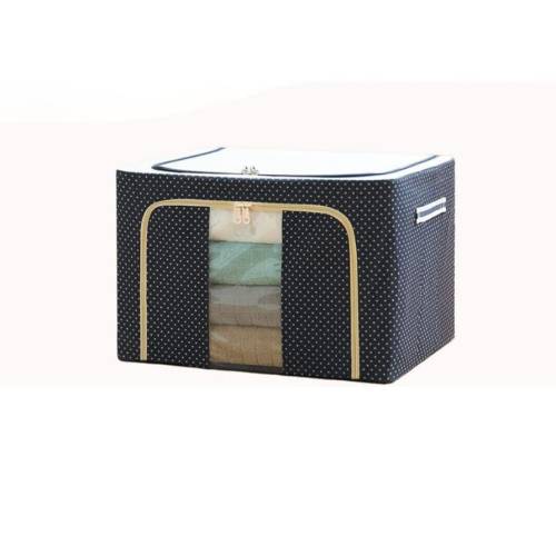 Cutie depozitare pliabila 100L, Bleumarin cu buline, o fereastra