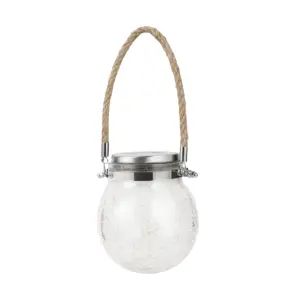 Lampa solara cu agatatoare model borcan rotund, multicolor