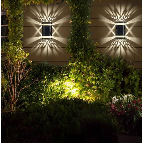 Lampa solara decorativa, lumina bidirectionala, Alb rece