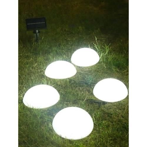 Lampa solara gradina, decoratiune ciuperca 5 buc, Alb rece