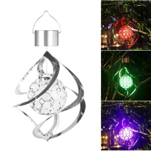 Lampa solara led spirala tip glob de cristal, multicolor