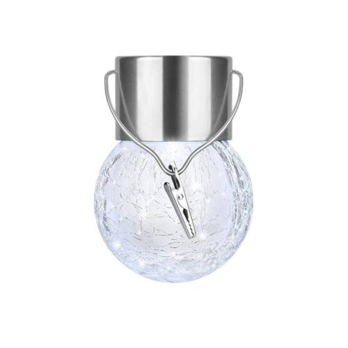 Lampa solara sferica tip candelabru, Alb