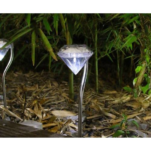 Lampa solara tip diamant 30cm, Alb rece