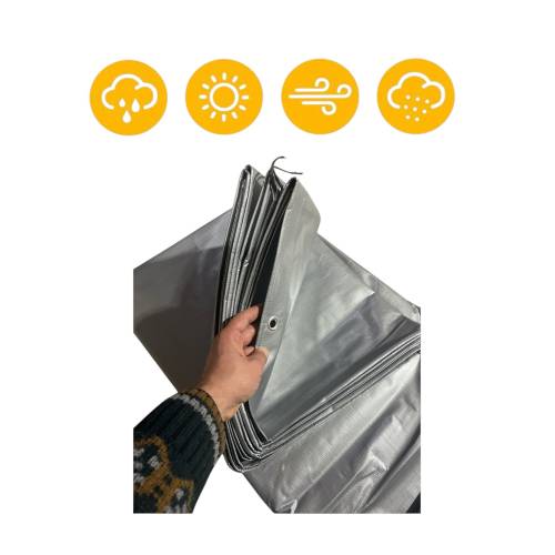 Prelata impermeabila Gri calitate premium 225g/mp, 5x10m Prelata impermeabila Gri calitate premium 225g/mp, 5x10m