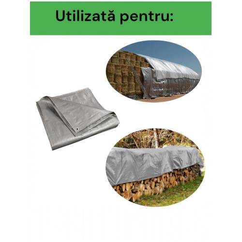 Prelata impermeabila Gri calitate premium 225g/mp, 5x10m Prelata impermeabila Gri calitate premium 225g/mp, 5x10m