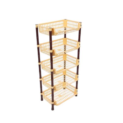 Raft bej/maro din plastic, 5 etaje