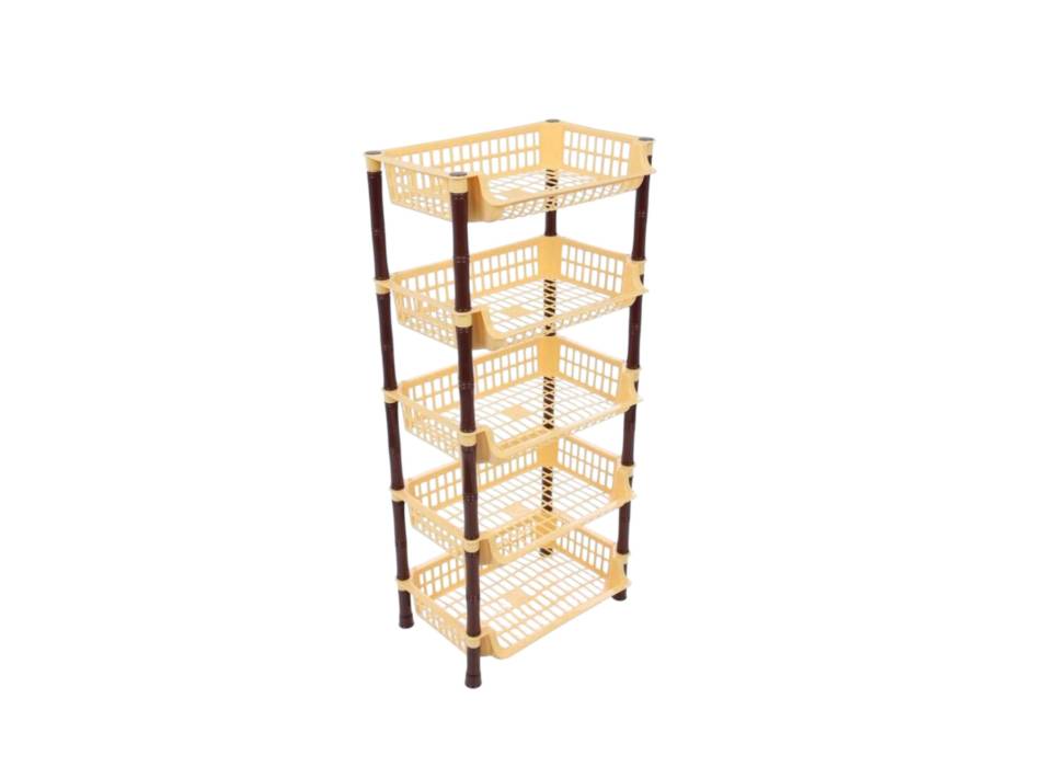 Raft bej/maro din plastic, 5 etaje