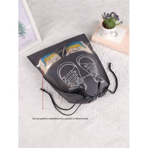 Sac depozitare incaltaminte pentru voiaj 27x36cm, Gri Sac depozitare incaltaminte pentru voiaj 27x36cm, Gri