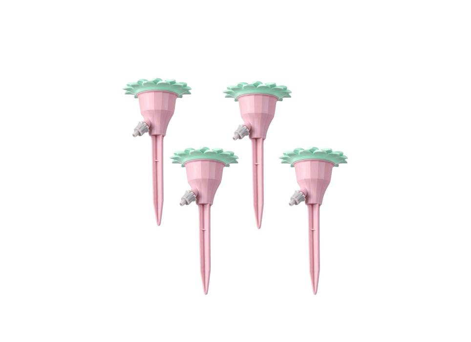Set picuratoare cu valva reglabila pentru irigare, model floare, Roz