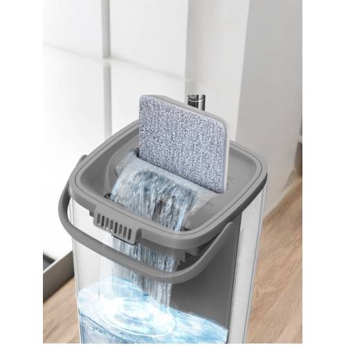 Set curatenie mop plat si galeata 5.7l cu storcator, Alb