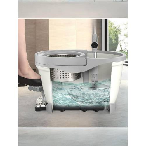 Set galeata cu pedala si mop rotativ 360 grade Alb Ivoir