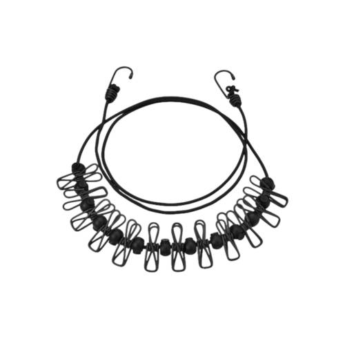 Sfoara portabila pentru rufe 1.8m, 12 clipsuri incluse, Negru