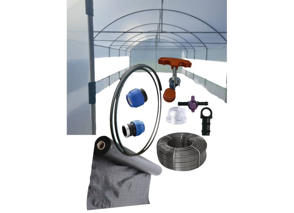 Sistem de picurare 100mp, tub 25cm/100m si agrotextil 0.8x100m