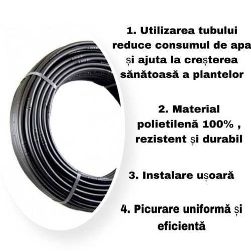 Tub de picurare 25cm/100m, calitate premium cu 15 accesorii gratis