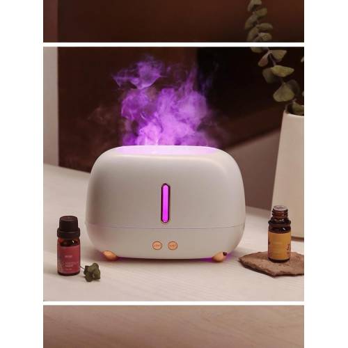 Umidificator cu aromaterapie efect flacara 250ml, Alb Umidificator cu aromaterapie efect flacara 250ml, Alb