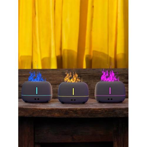 Umidificator cu aromaterapie efect flacara 250ml, Negru Umidificator cu aromaterapie efect flacara 250ml, Negru