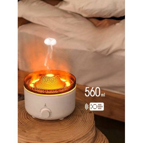 Umidificator cu aromaterapie efect vulcan Model V21A, 560ml, Alb
