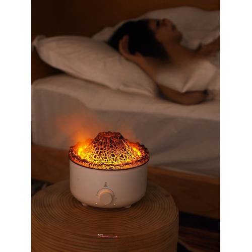 Umidificator cu aromaterapie efect vulcan Model V21B, 560ml, Alb