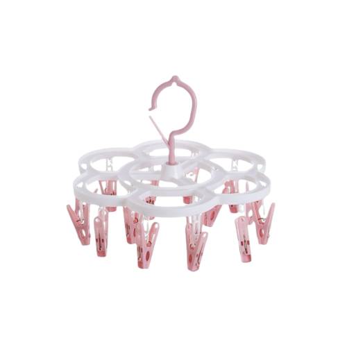 Uscator de rufe suspendat cu 16 carlige, rotire 360°, Roz