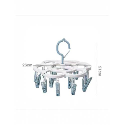 Uscator de rufe suspendat cu 16 carlige, rotire 360°, Albastru