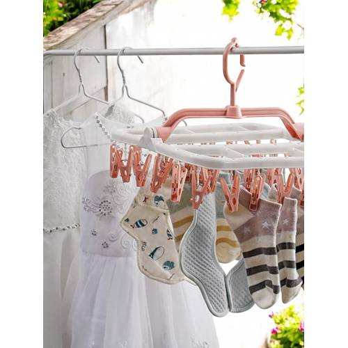 Uscator de rufe suspendat 40 carlige, rotire 360, Roz