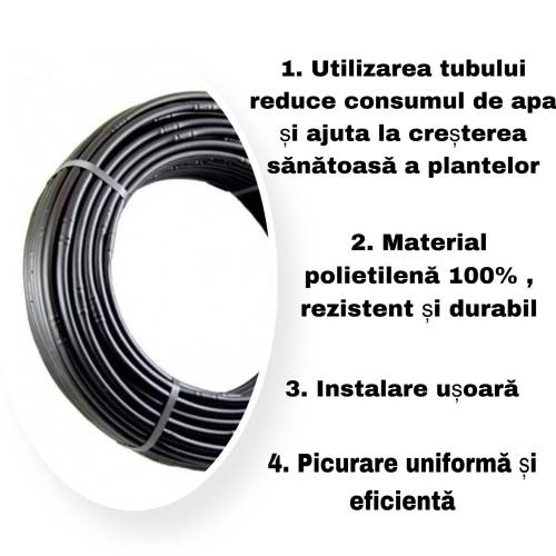Tub picurare 20cm/100m, calitate premium, diametru 16mm