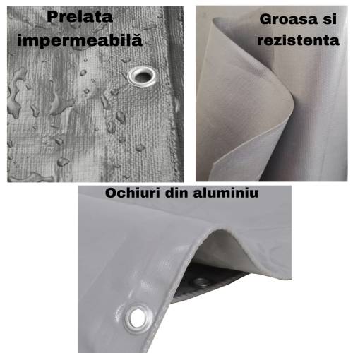 Prelata 2x12M, 175g/mp impermeabila, calitate premium Gri Prelata 2x12M, 175g/mp impermeabila, calitate premium Gri