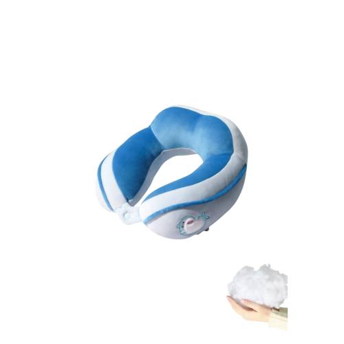 Perna de Calatorie pentru Gat, Umplutura cu Bumbac, Model Brodat Delfin, Albastru Perna de Calatorie pentru Gat, Umplutura cu Bumbac, Model Brodat Delfin, Albastru