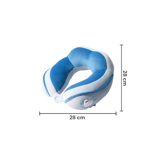 Perna de Calatorie pentru Gat, Umplutura cu Bumbac, Model Brodat Delfin, Albastru Perna de Calatorie pentru Gat, Umplutura cu Bumbac, Model Brodat Delfin, Albastru