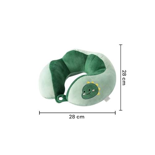 Perna de Calatorie pentru Gat, Umplutura cu Bumbac, Model Brodat Dinozaur, Verde