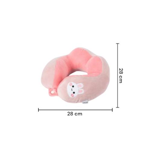 Perna de Calatorie pentru Gat, Umplutura cu Bumbac, Model Brodat Iepure, Roz