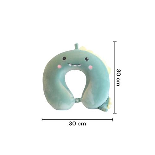 Perna de Calatorie pentru Gat si Cap, Umplutura din Spuma cu Memorie, Model Dinozaur, Verde