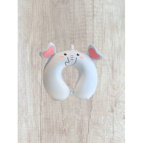 Perna de Calatorie pentru Gat si Cap, Umplutura din Spuma cu Memorie, Model Elefant, Albastru