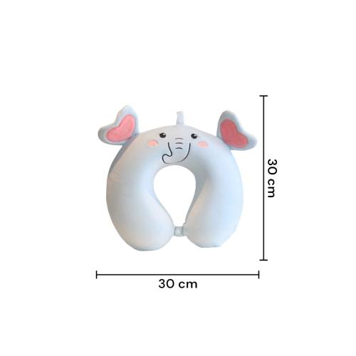 Perna de Calatorie pentru Gat si Cap, Umplutura din Spuma cu Memorie, Model Elefant, Albastru