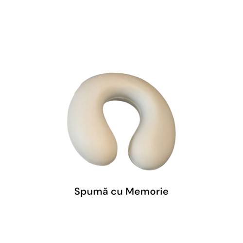 Perna de Calatorie pentru Gat si Cap, Umplutura din Spuma cu Memorie, Model Iepuras, Alb