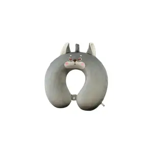 Perna de Calatorie pentru Gat si Cap, Umplutura din Spuma cu Memorie, Model Husky, Gri